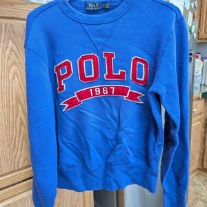 Polo by Ralph Lauren Blue Crewneck Sweater with Red Accents
